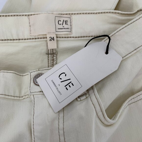 C/E Current Elliott high rise flared jeans bentonite ivory cream tan new 24 - Picture 5 of 5
